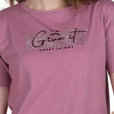 Astron – Boat Neck Printed Half Sleeves Cotton T-Shirt for Women